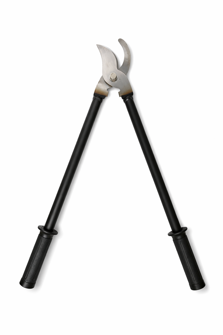 Seitliche Ansicht einer Hufschere für Pferde und Rinder aus robustem Metall
