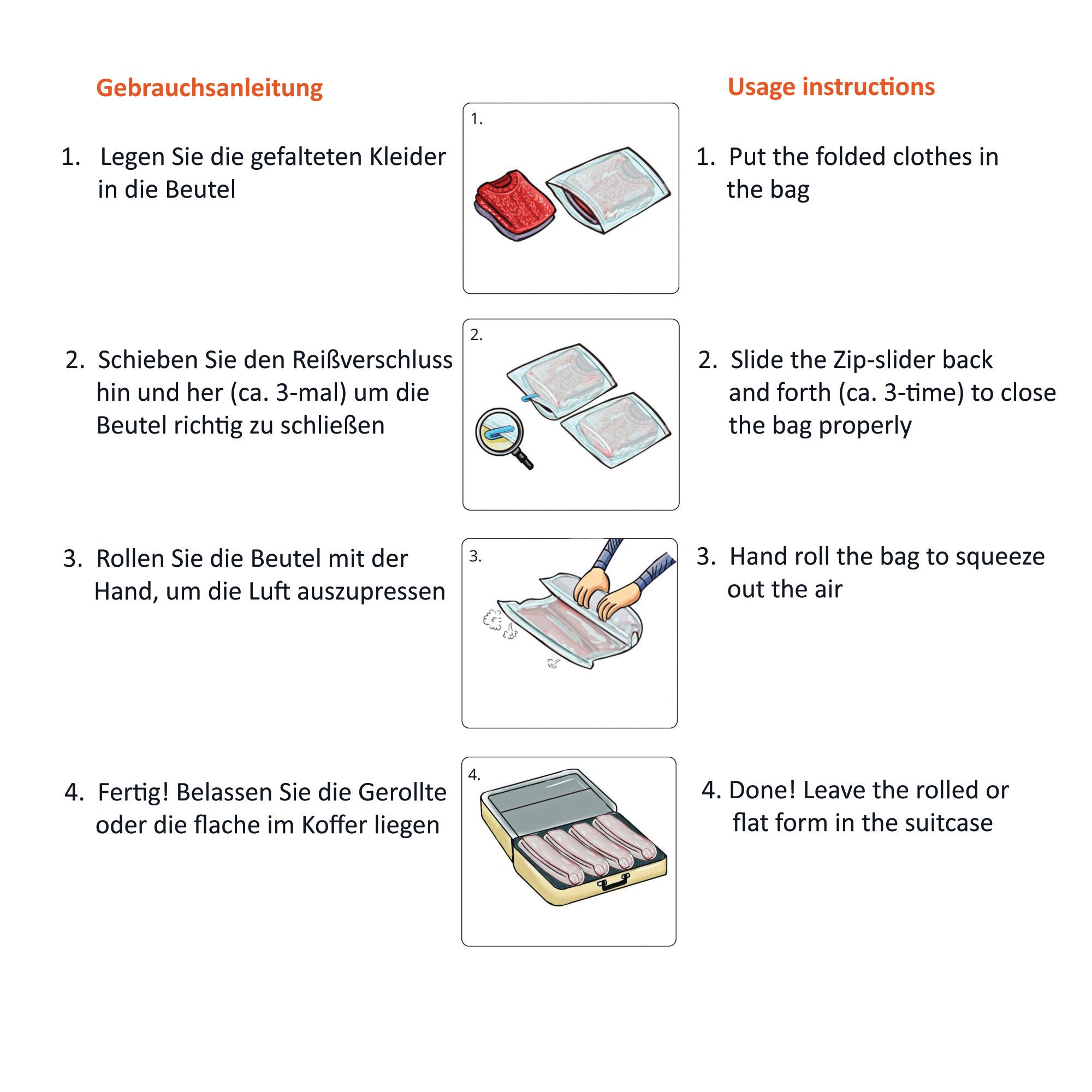 Vakuum Reisebeutel Kleidung, aufrollbar, ohne Pumpe_7